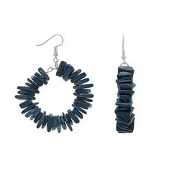 Blue cluster coconut shell hook earrings