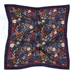 Navy floral square wool scarf