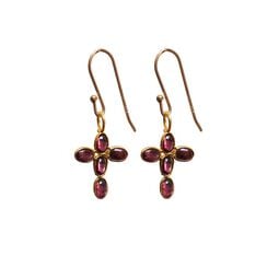 Garnet cross hook earrings by Mirabelle