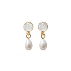 Moonstone and freshwater pearl earrings by Mirabelle