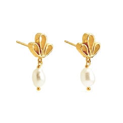 Regency petal lace pearl earrings by Emma Calvert