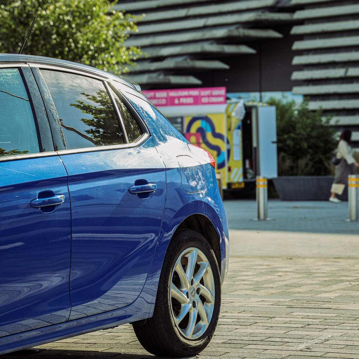 A car parked outside V&A Dundee