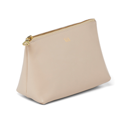 Beige leather travel pouch&nbsp;