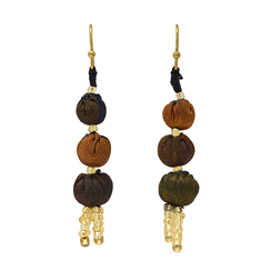 Three bead silk hook earrings