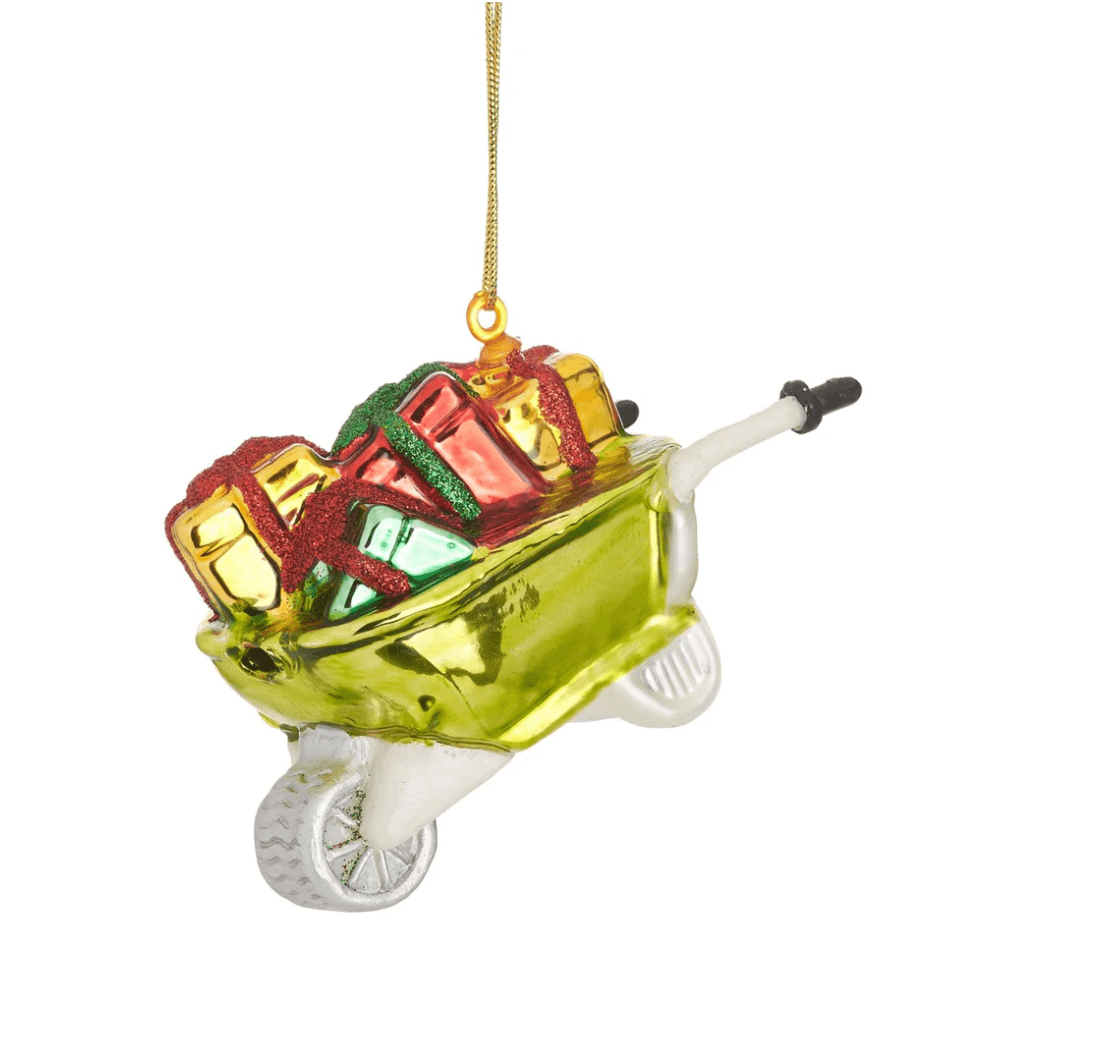 Garden Wheelbarrow Full of Christmas Presents Bauble